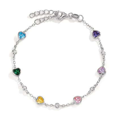Armband Zilver Zirkonia kleurrijk, 11 Steen Gerhodineerd