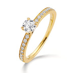 Solitaire ring 750/18K geel goud Diamant wit, 0.30 ct, [Brillant], w-si, Diamant wit, 0.20 ct, 18 Steen, [Brillant], w-si