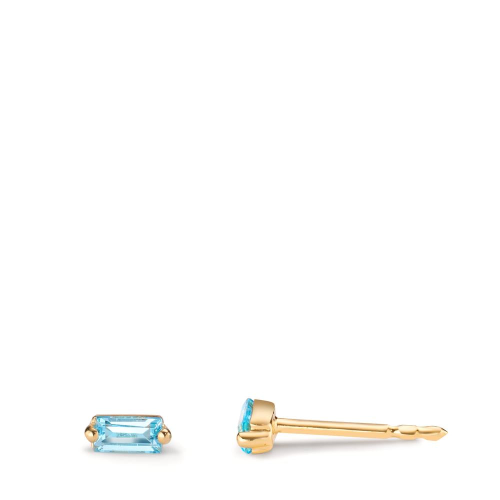 Oorknoppen 585/14K geel goud Topaas blauw, 0.30 ct, 2 Steen