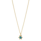 Collier 585/14K geel goud Londen blauw Topaas 0.13 ct 39-42 cm