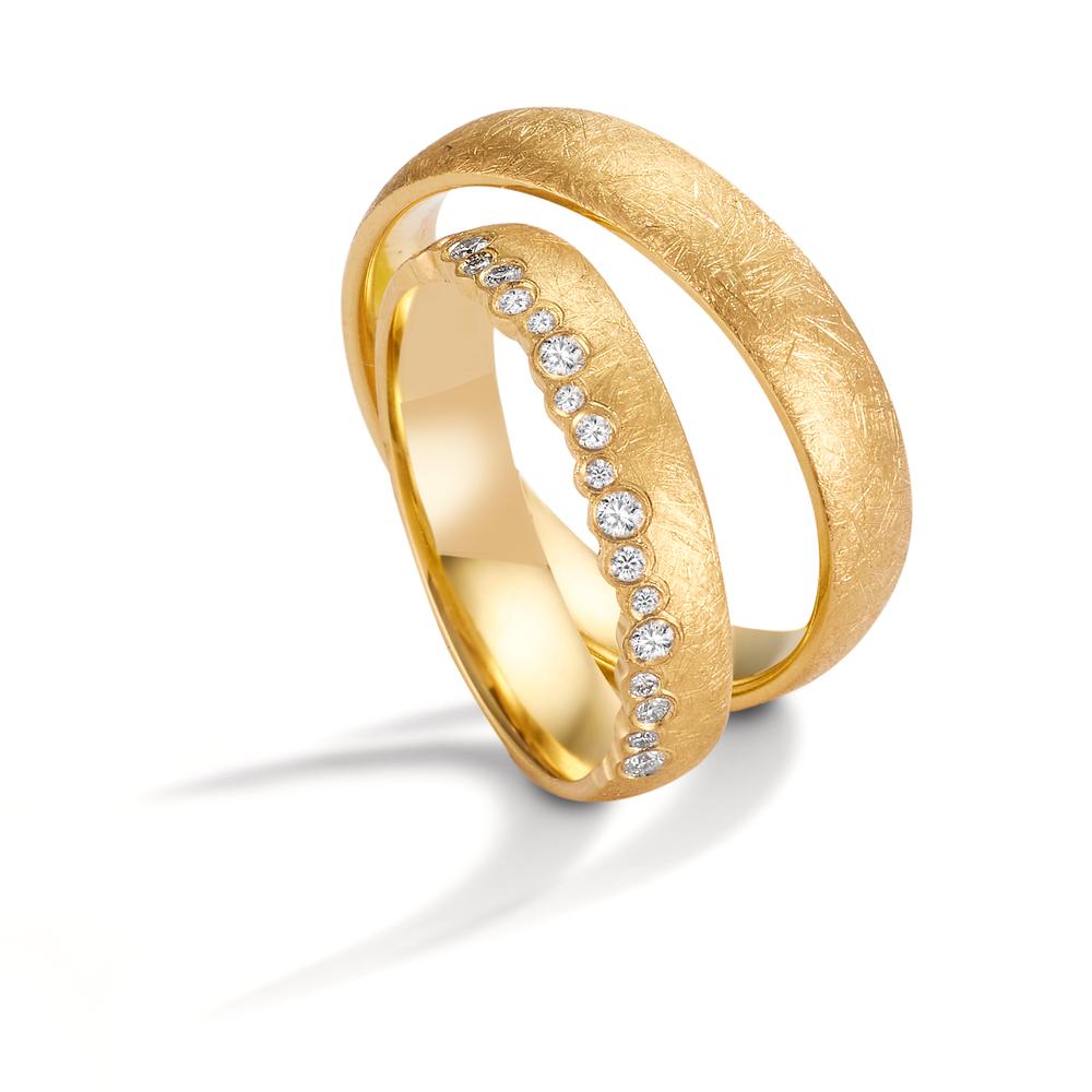 Partnerring 750/18K geel goud Diamant 0.16 ct, 19 Steen, w-si