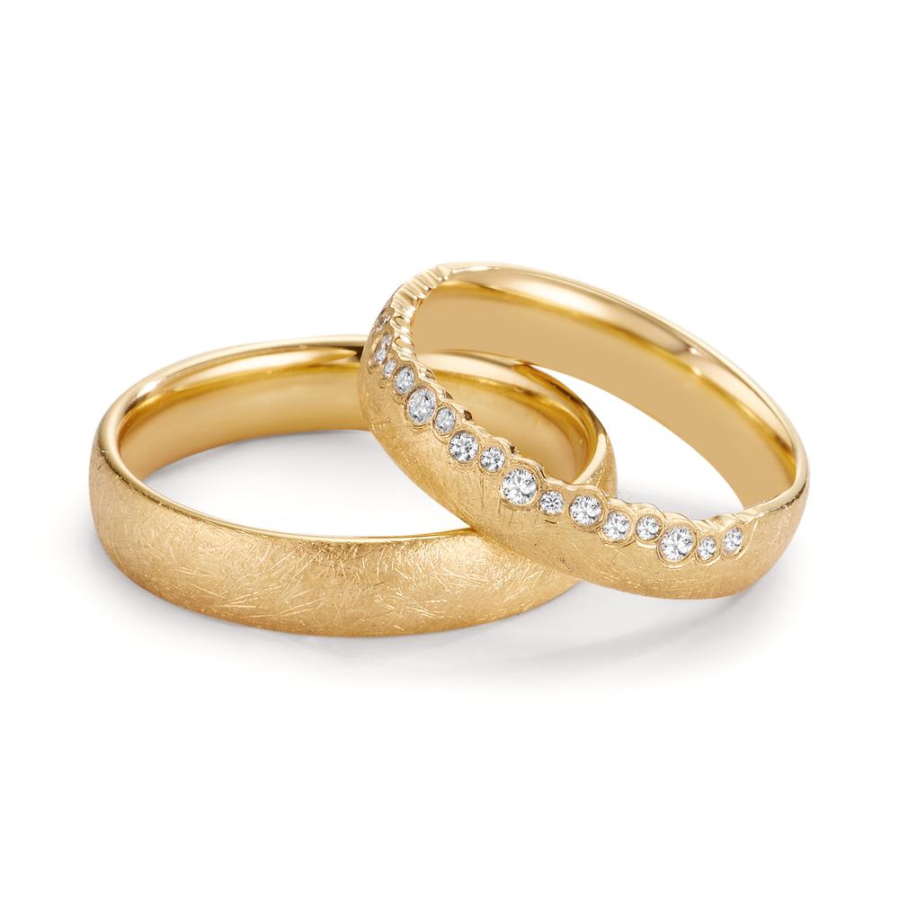 Partnerring 750/18K geel goud Diamant 0.16 ct, 19 Steen, w-si