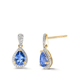 Oorbellen 750/18K geel goud Tanzaniet 1.16 ct, 2 Steen, Diamant 0.21 ct, w-si