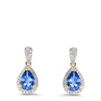 Oorbellen 750/18K geel goud Tanzaniet 1.16 ct, 2 Steen, Diamant 0.21 ct, w-si