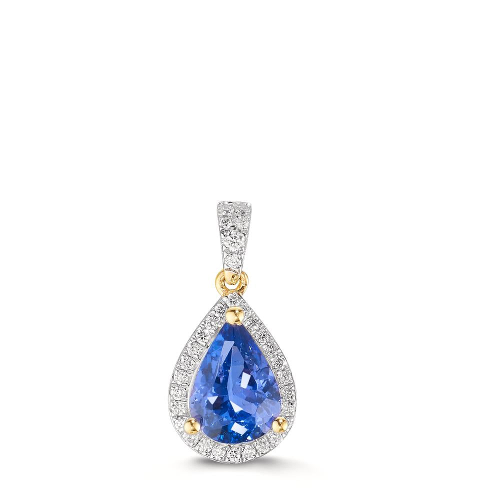 Hanger 750/18K geel goud Tanzaniet 1.01 ct, Diamant 0.12 ct, w-si