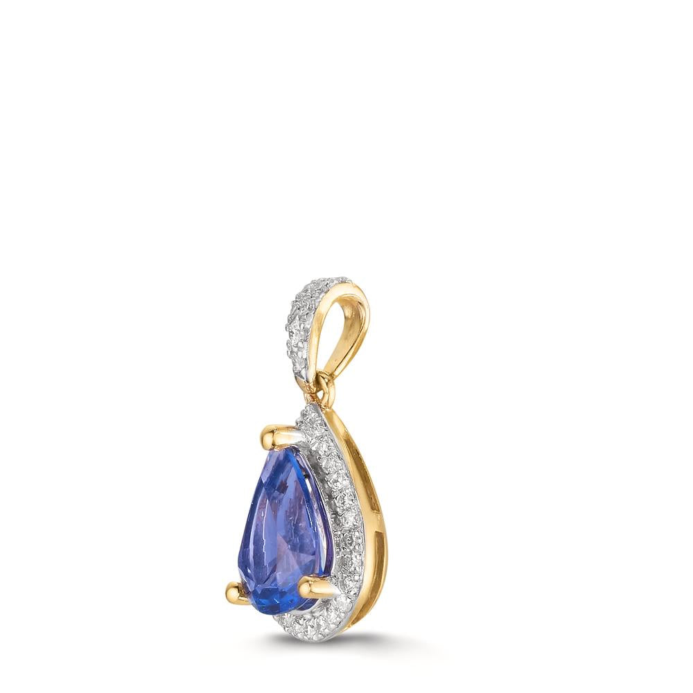 Hanger 750/18K geel goud Tanzaniet 1.01 ct, Diamant 0.12 ct, w-si