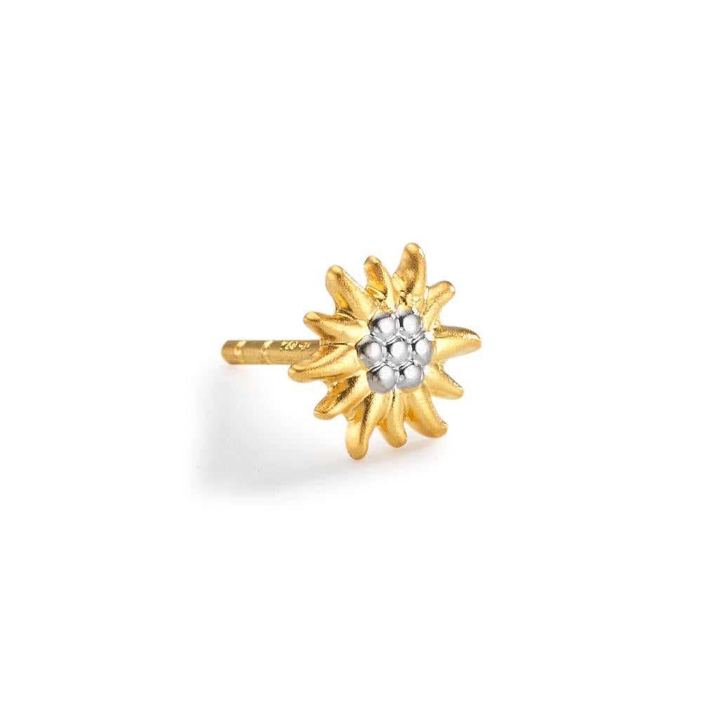 Oorknop 1 stuk 750/18K geel goud Bi-color Edelweiss Ø7 mm