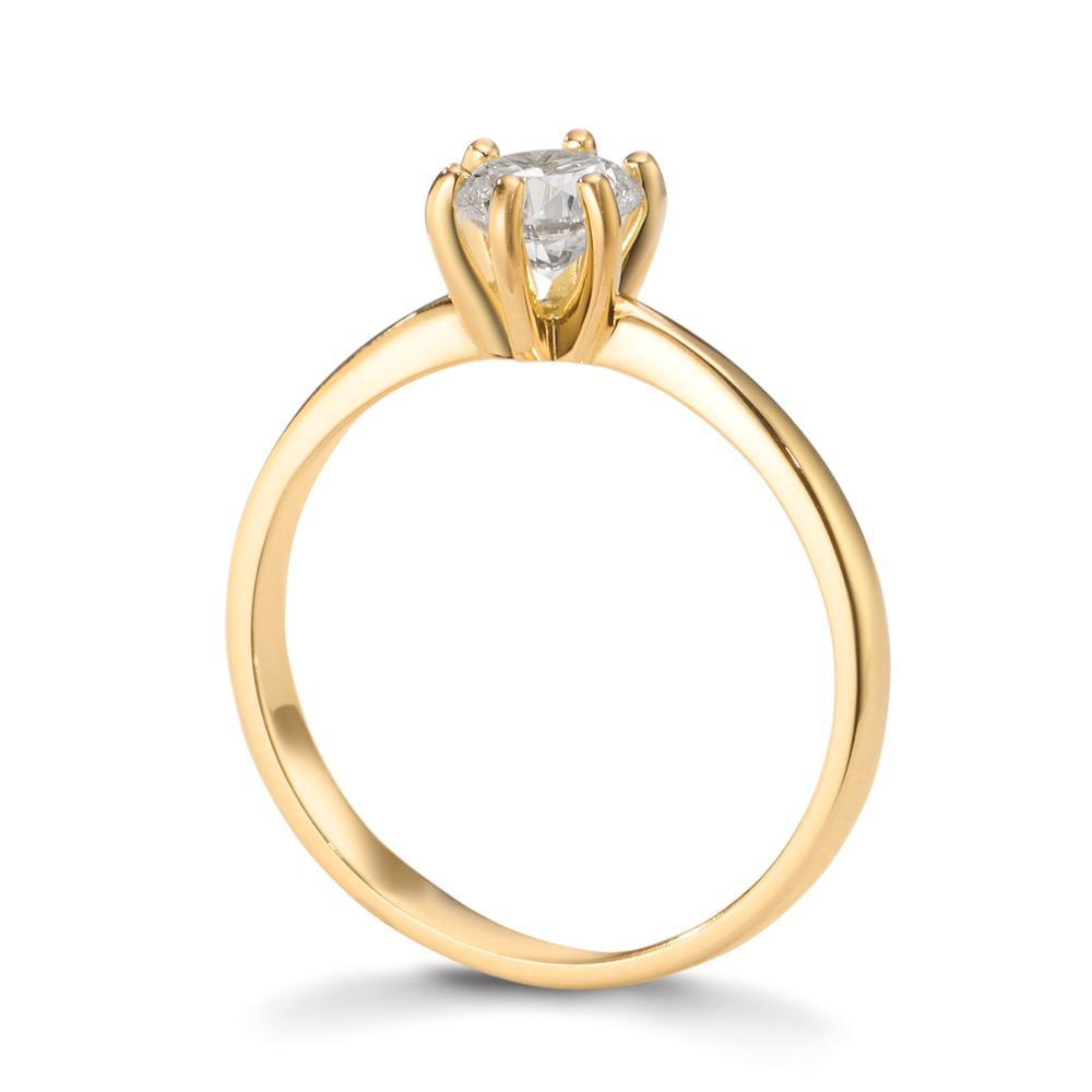 Solitaire ring 750/18K geel goud Diamant laboratorium gegroeid 0.50 ct, w-si