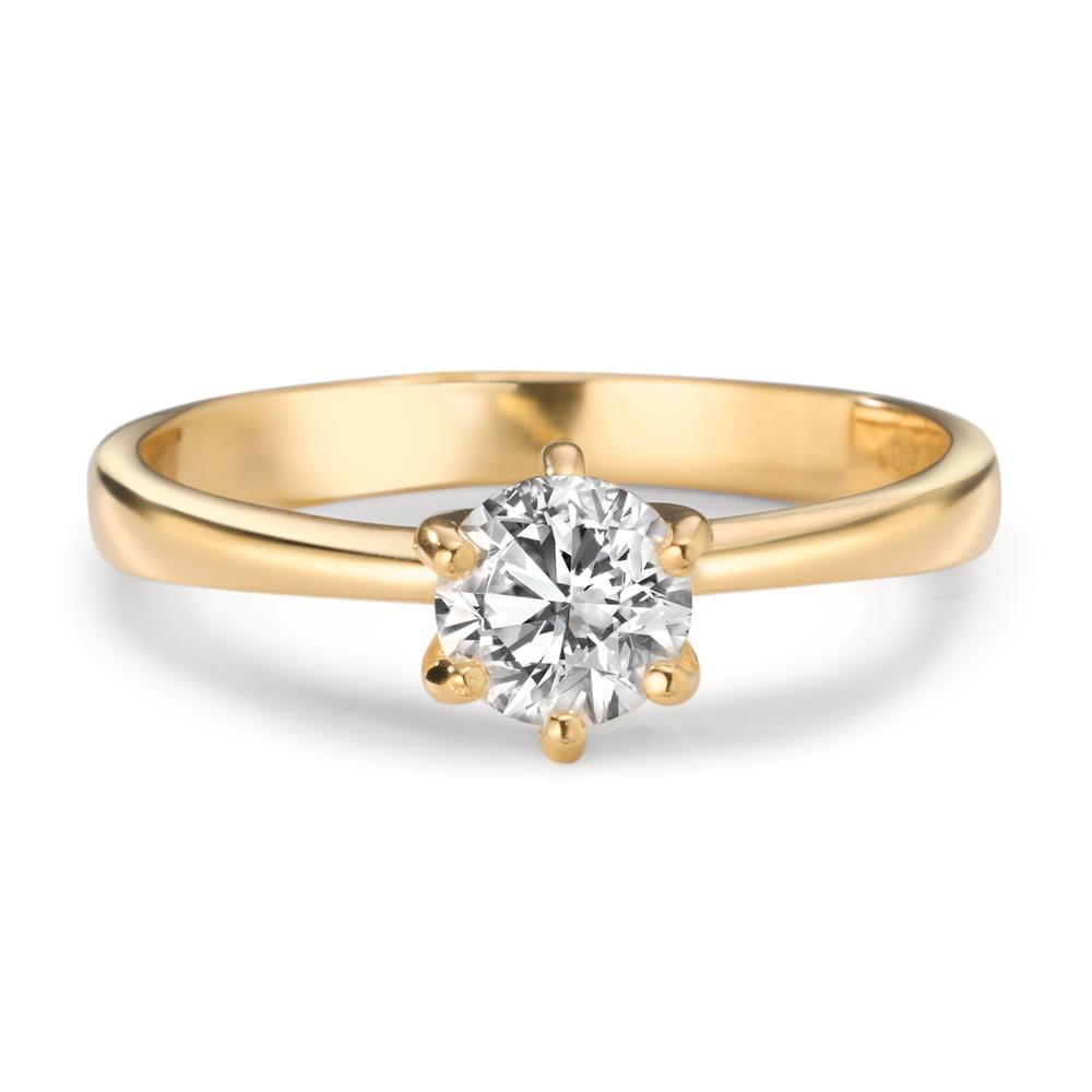 Solitaire ring 750/18K geel goud Diamant laboratorium gegroeid 0.50 ct, w-si