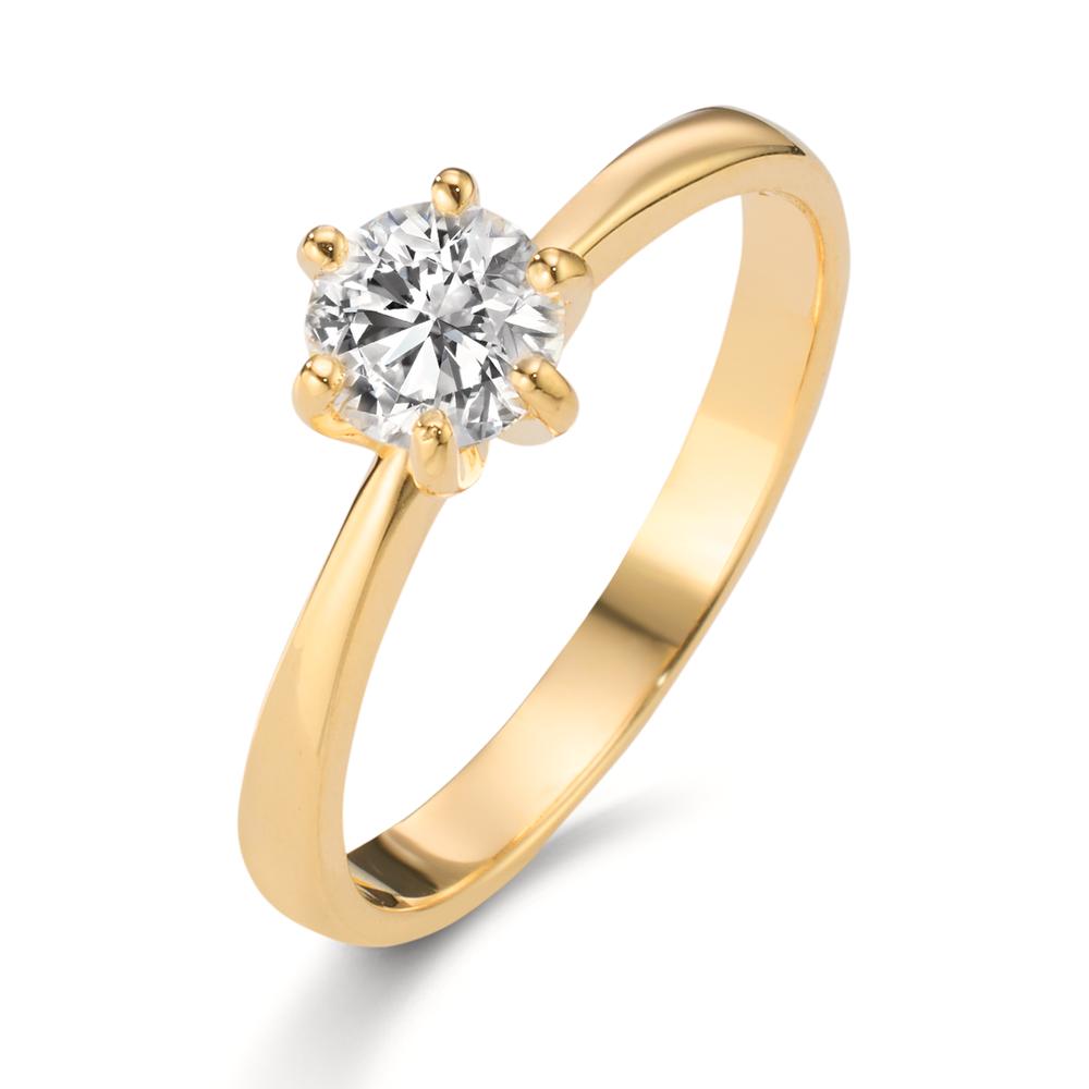 Solitaire ring 750/18K geel goud Diamant laboratorium gegroeid 0.40 ct, w-si