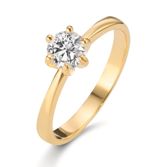 Solitaire ring 750/18K geel goud Diamant laboratorium gegroeid 0.40 ct, w-si