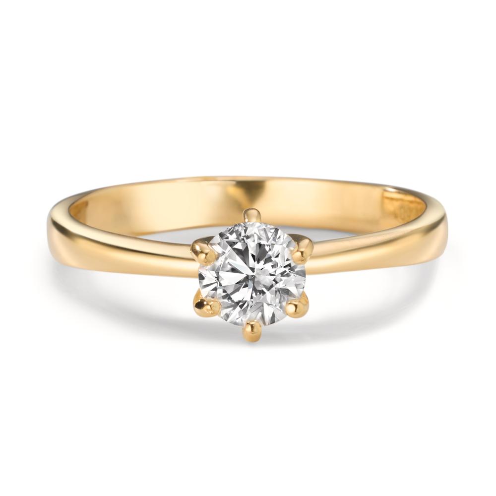 Solitaire ring 750/18K geel goud Diamant laboratorium gegroeid 0.40 ct, w-si