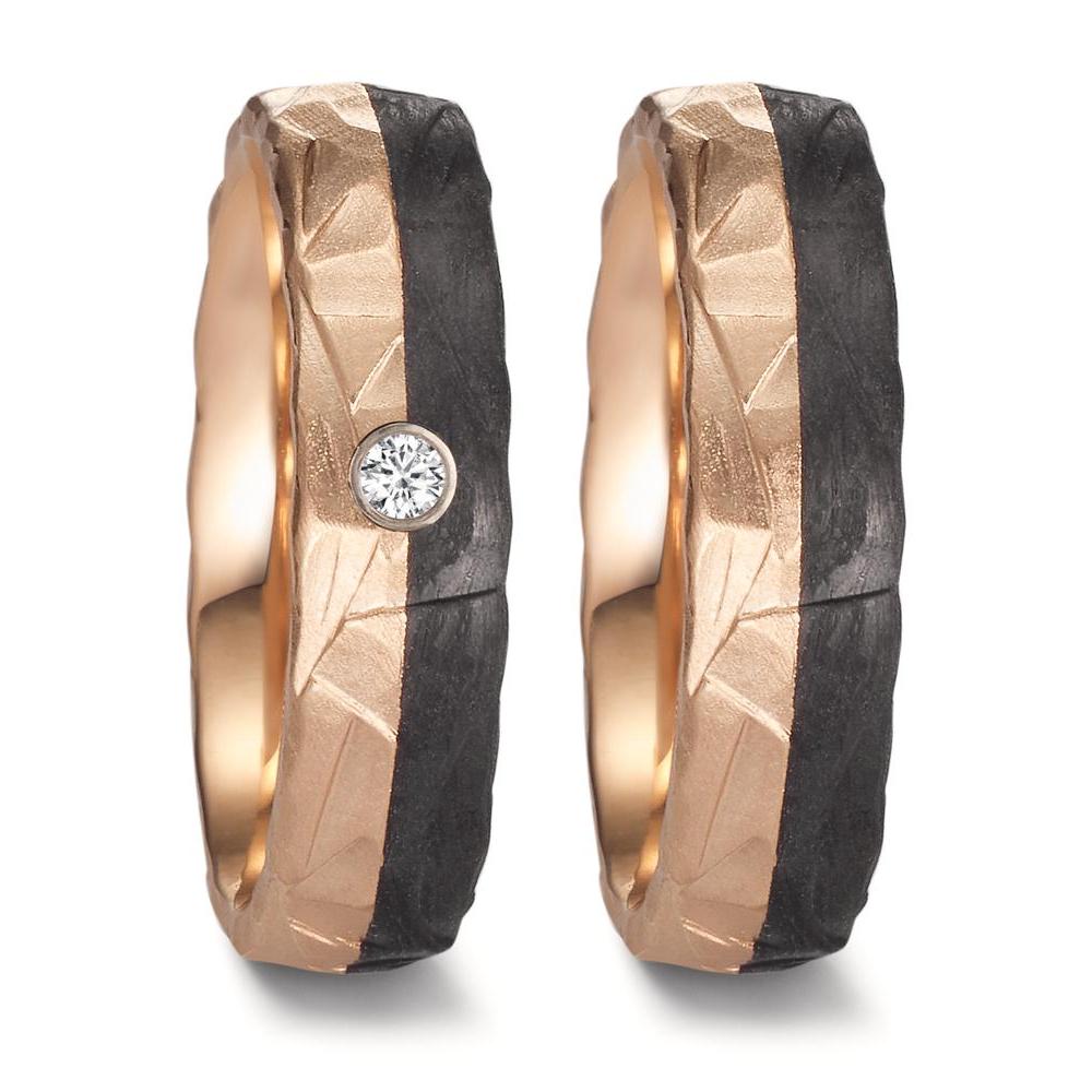Partnerring 585/14K roségoud, Carbon