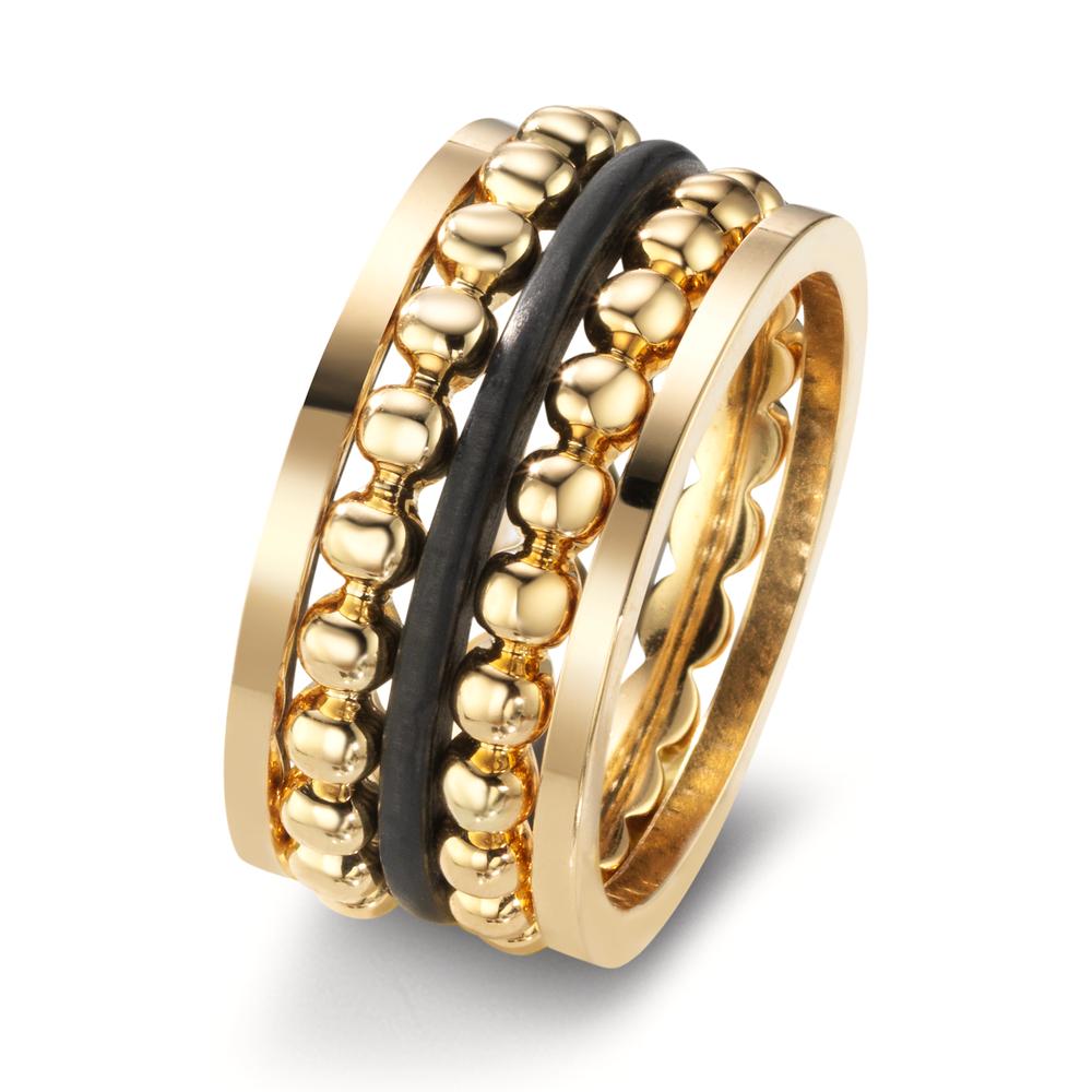 Ring set 750/18K geel goud, Carbon