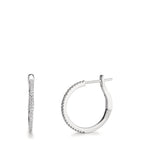 Scharnier oorringen creolen 750/18K witgoud Diamant 0.185 ct, 50 Steen, w-si