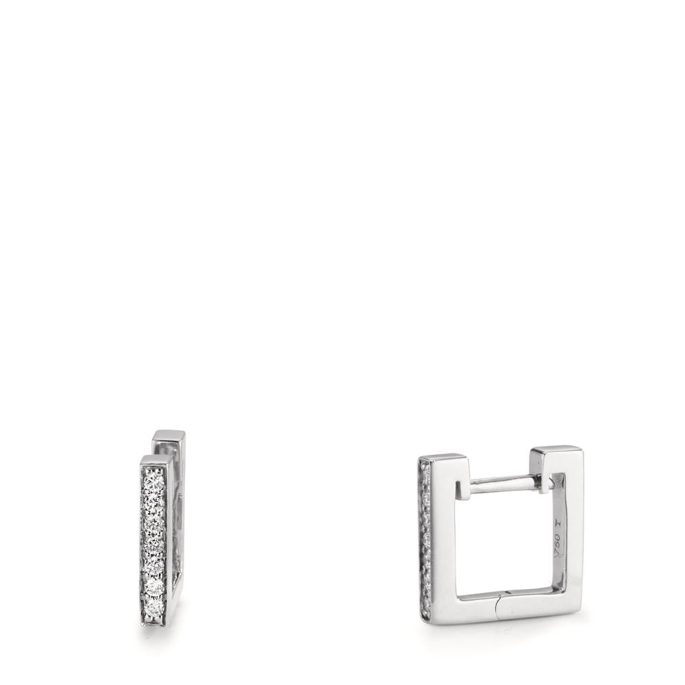 Scharnier oorringen creolen 750/18K witgoud Diamant 0.13 ct, w-si