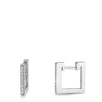 Scharnier oorringen creolen 750/18K witgoud Diamant 0.16 ct, w-si