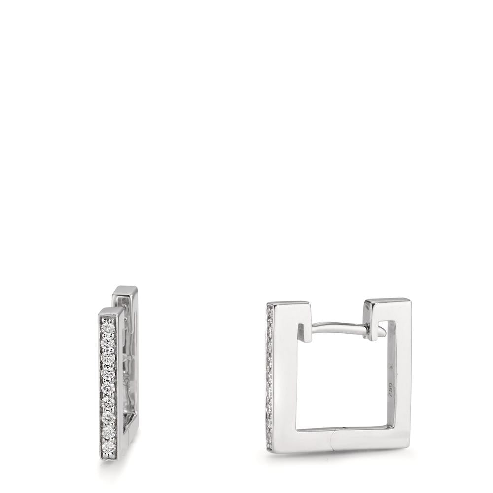 Scharnier oorringen creolen 750/18K witgoud Diamant 0.16 ct, w-si