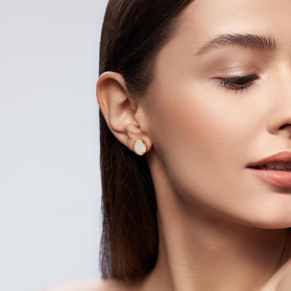 Oorknoppen 750/18K geel goud Opaal 2 Steen