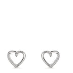 Oorknoppen 750/18K witgoud Diamant 0.045 ct, 18 Steen, w-si Hart Ø7 mm