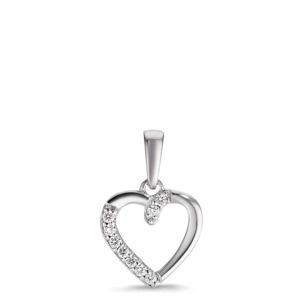 Hanger 750/18K witgoud Diamant 0.05 ct, 9 Steen, w-si Hart Ø9.5 mm