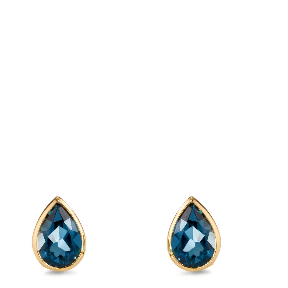Oorknoppen 750/18K geel goud Londen blauw Topaas 2 Steen