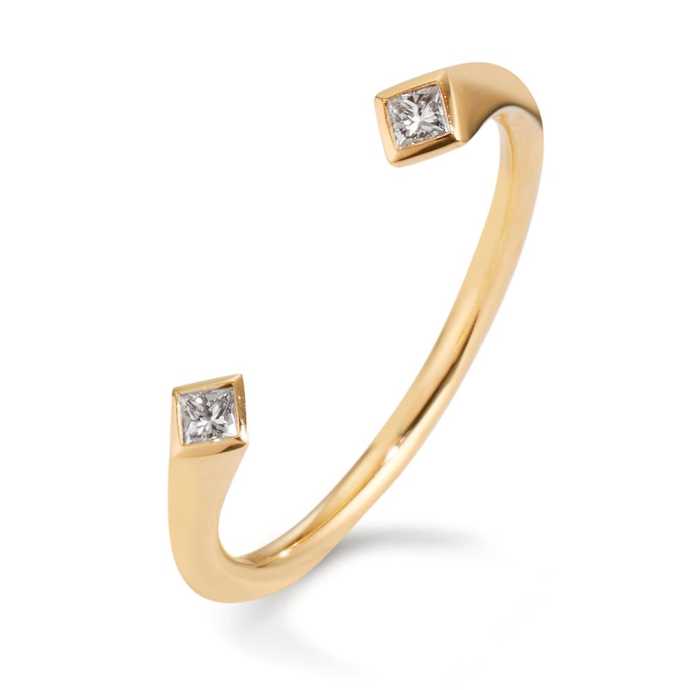 Ring 750/18K geel goud Diamant 0.07 ct, 2 Steen, [Carrée], w-si