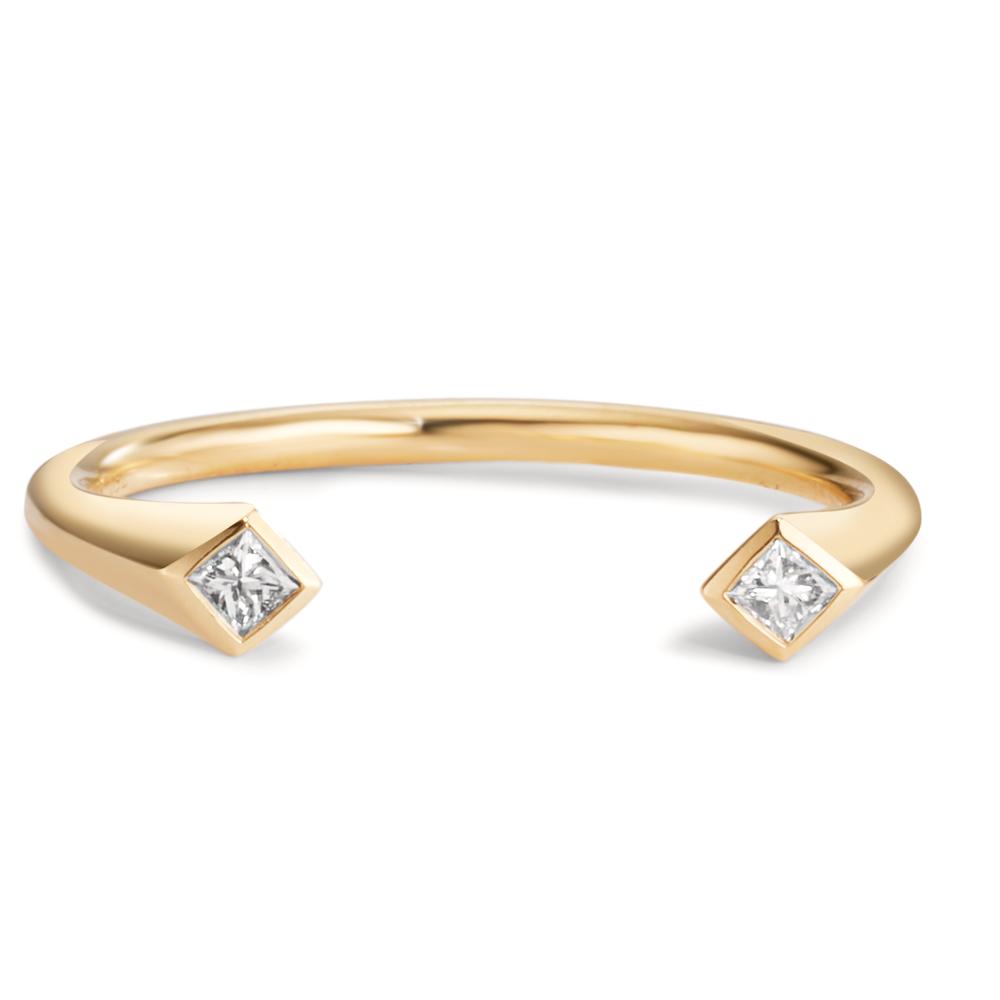 Ring 750/18K geel goud Diamant 0.07 ct, 2 Steen, [Carrée], w-si