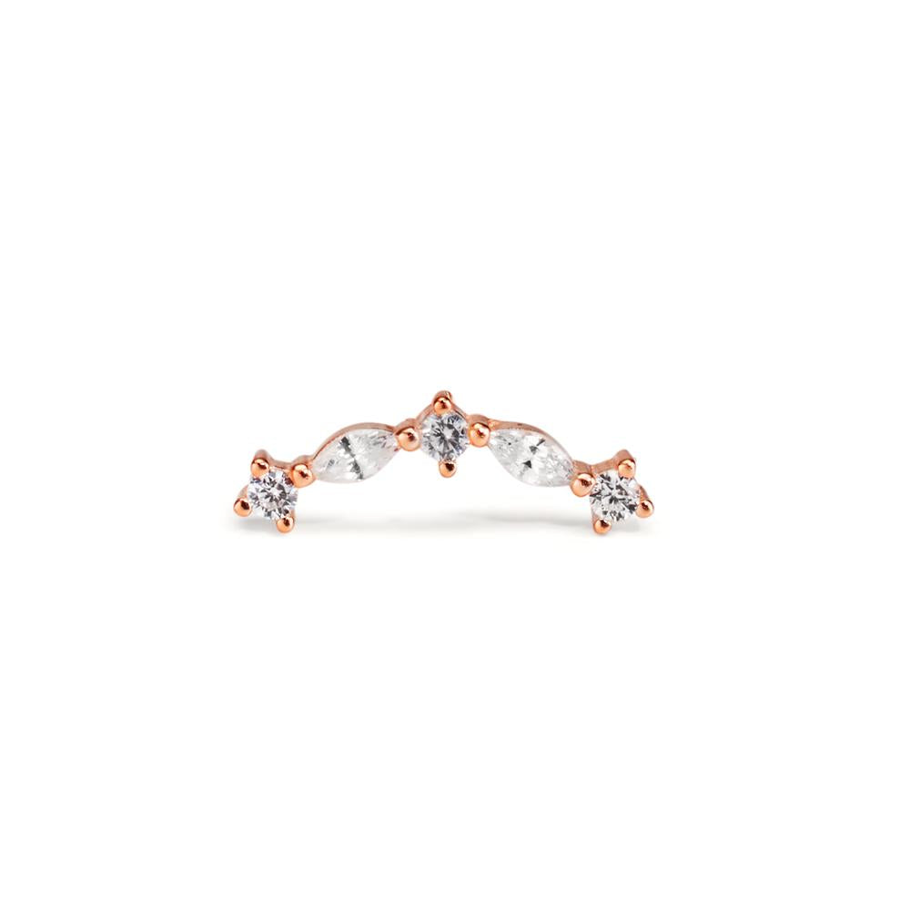 Piercing Zilver Zirkonia 5 Steen Rosé Verguld