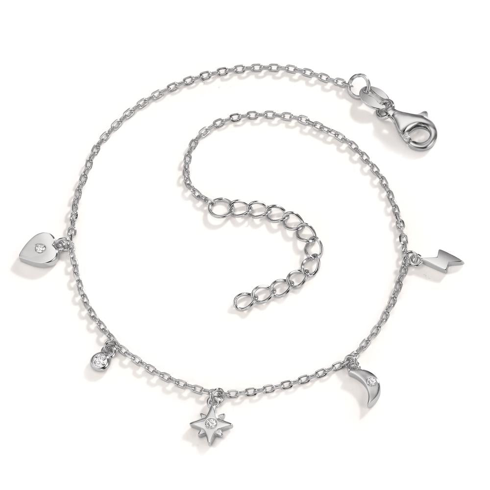 Enkelbanden Zilver Zirkonia 4 Steen Gerhodineerd 22-25 cm