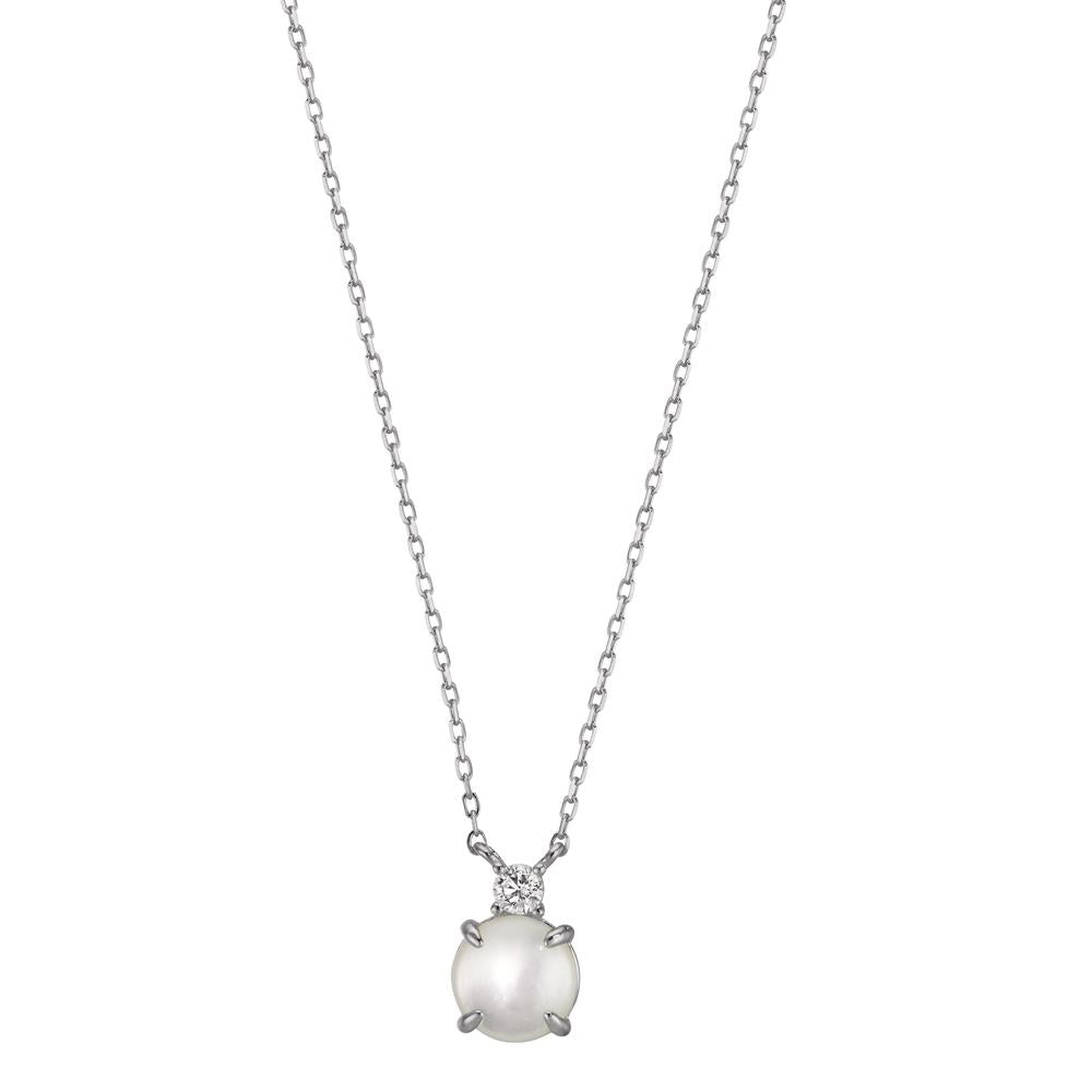 Collier Zilver Zirkonia Gerhodineerd Parelmoer 40-45 cm