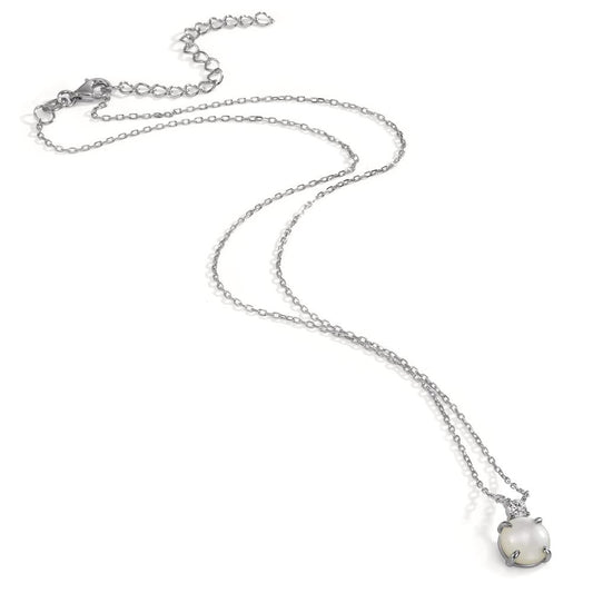 Collier Zilver Zirkonia Gerhodineerd Parelmoer 40-45 cm