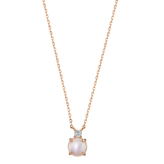 Collier Zilver Zirkonia Rosé Verguld Parelmoer 40-45 cm