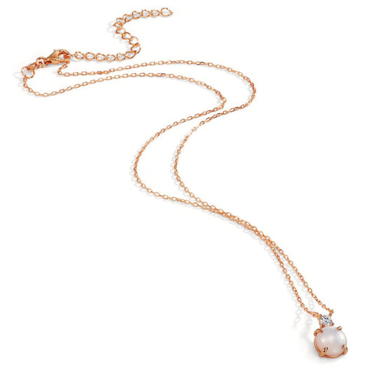 Collier Zilver Zirkonia Rosé Verguld Parelmoer 40-45 cm