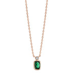 Collier Zilver Zirkonia groente, Zirkonia wit Rosé Verguld 40-45 cm