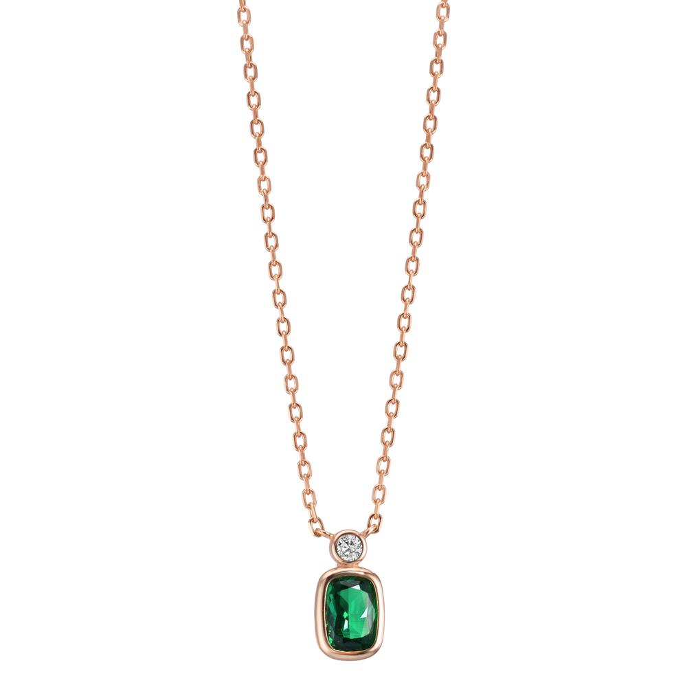 Collier Zilver Zirkonia groente, Zirkonia wit Rosé Verguld 40-45 cm