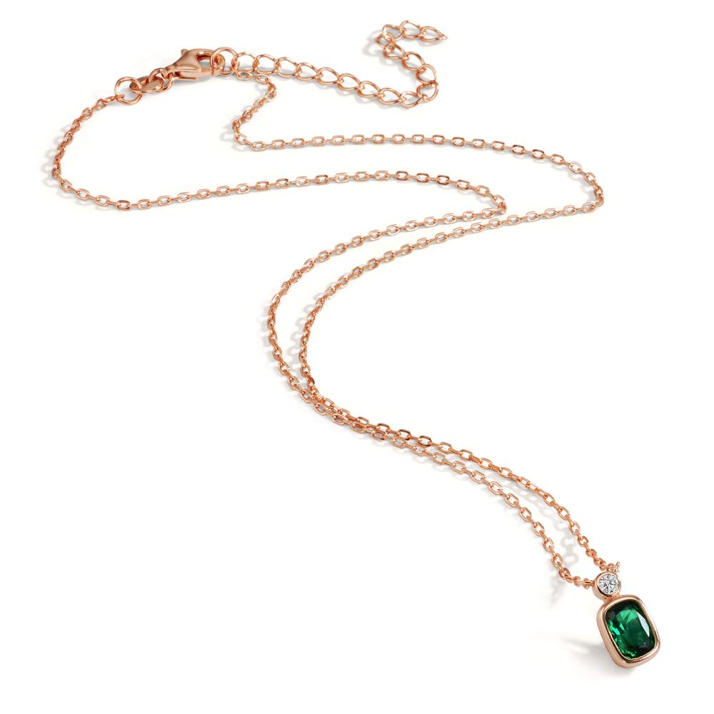 Collier Zilver Zirkonia groente, Zirkonia wit Rosé Verguld 40-45 cm