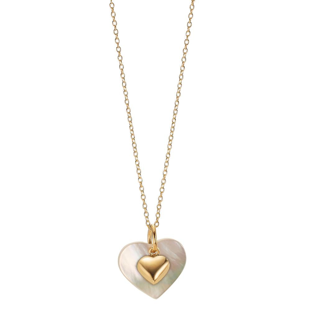 Set 375/9K geel goud Parelmoer wit Hart 40-42 cm