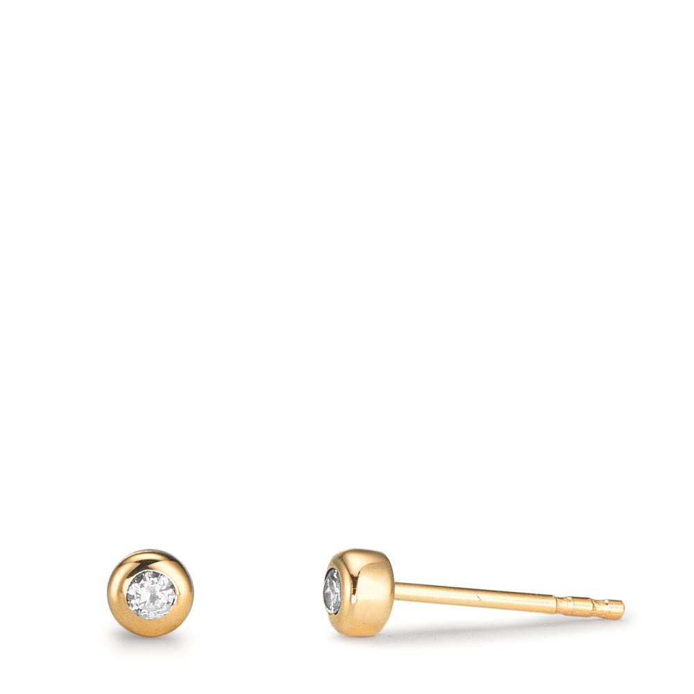 Oorknoppen 375/9K geel goud Zirkonia 2 Steen Ø3.5 mm