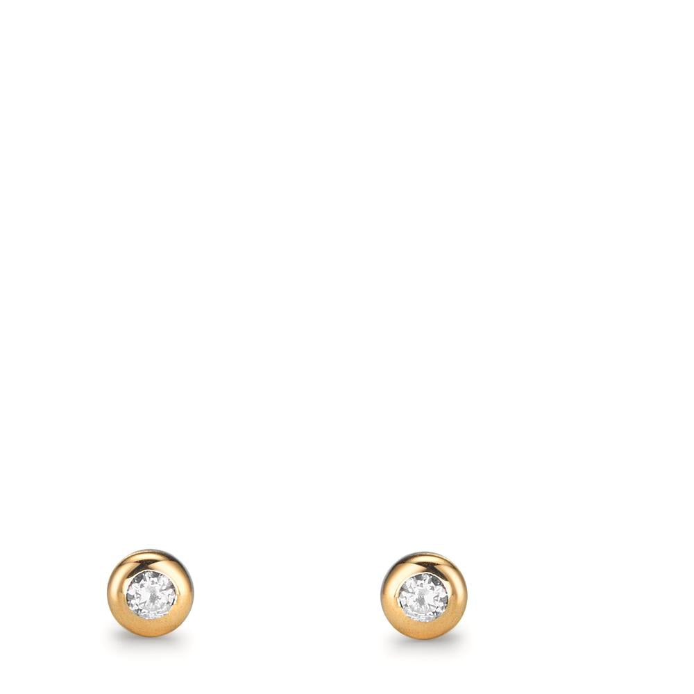 Oorknoppen 375/9K geel goud Zirkonia 2 Steen Ø3.5 mm