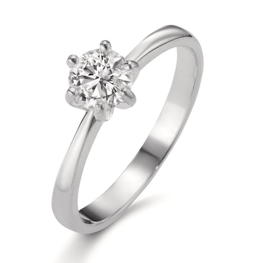 Solitaire ring 750/18K witgoud Diamant laboratorium gegroeid 0.50 ct, w-si