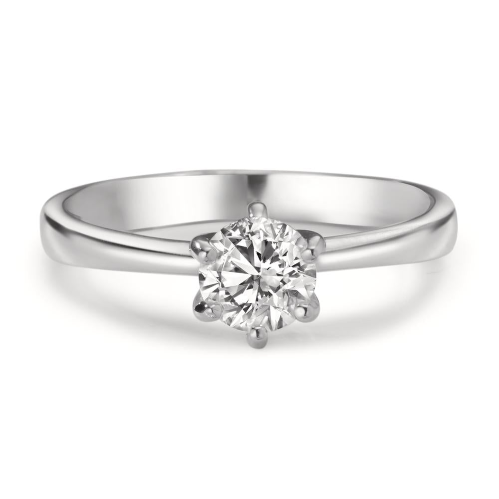 Solitaire ring 750/18K witgoud Diamant laboratorium gegroeid 0.50 ct, w-si