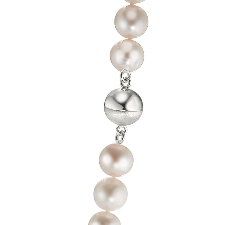 Collier Zilver Gerhodineerd zoetwater Parel, 8.5 mm 60 cm