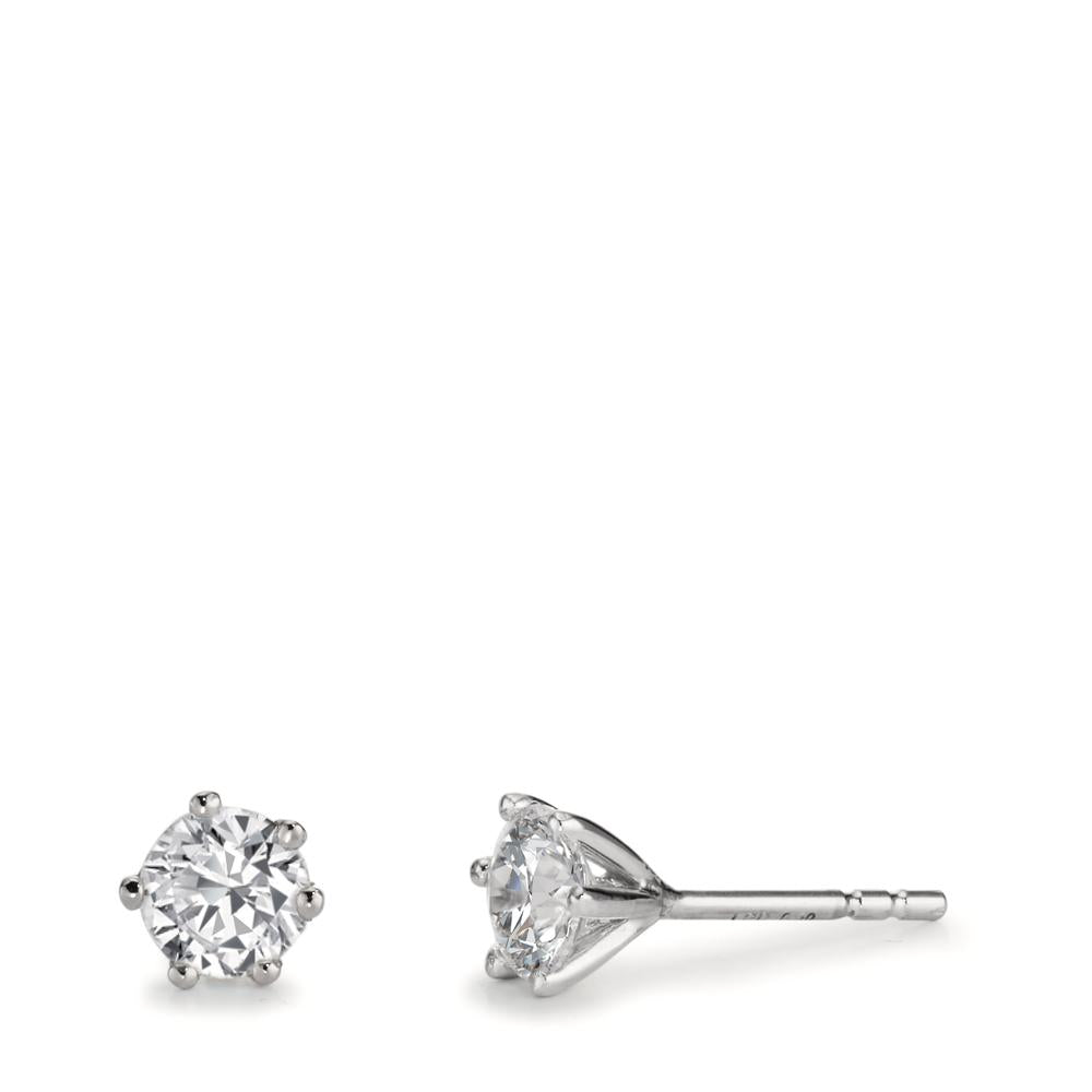 Oorknoppen 750/18K witgoud Diamant laboratorium gegroeid 1 ct, 2 Steen, w-si Ø5.5 mm