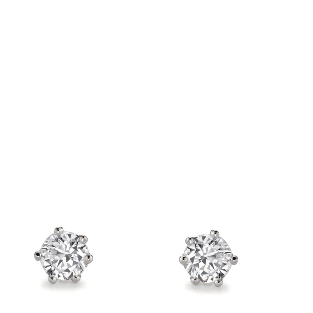 Oorknoppen 750/18K witgoud Diamant laboratorium gegroeid 1 ct, 2 Steen, w-si Ø5.5 mm