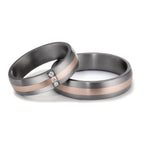 Partnerring 999 Tantaal, 585/14K roségoud Diamant 0.045 ct, 3 Steen, w-si