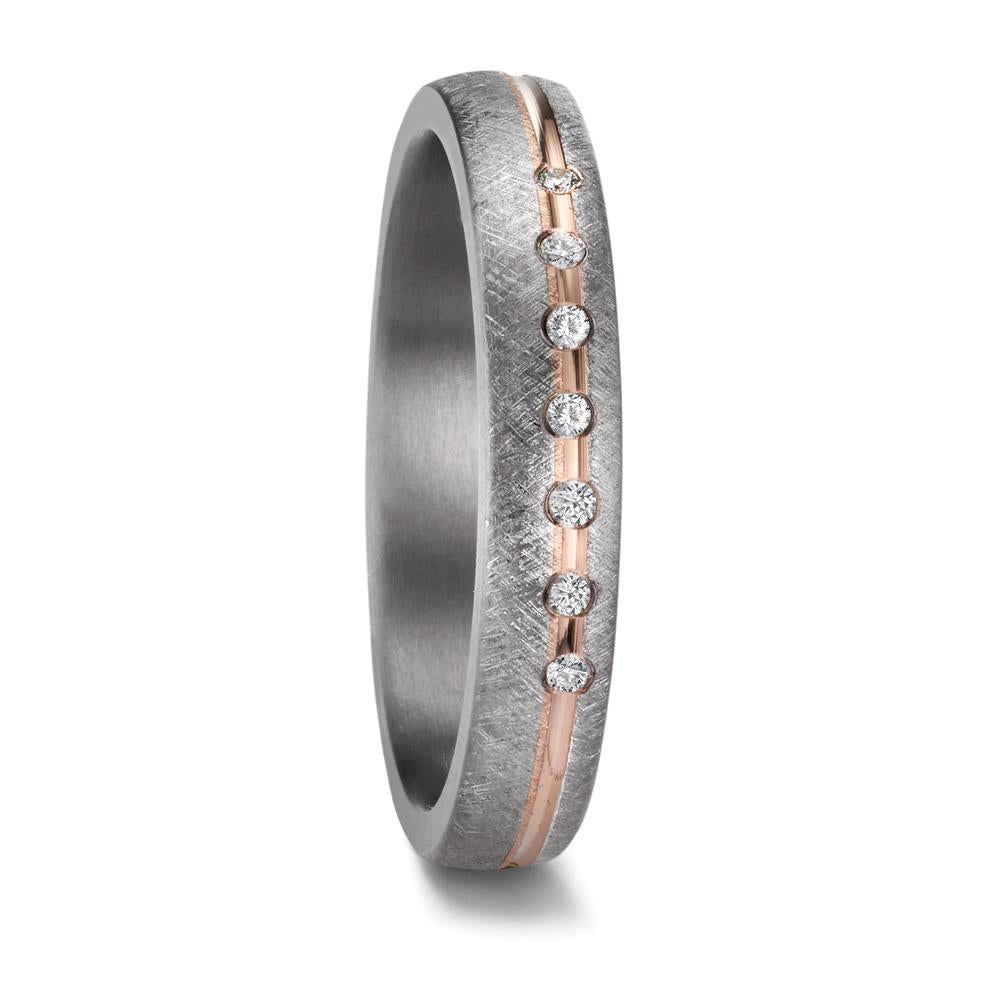 Partnerring 999 Tantaal, 585/14K roségoud Diamant 0.07 ct, 7 Steen, w-si