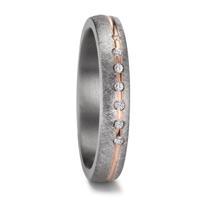 Partnerring 999 Tantaal, 585/14K roségoud Diamant 0.07 ct, 7 Steen, w-si
