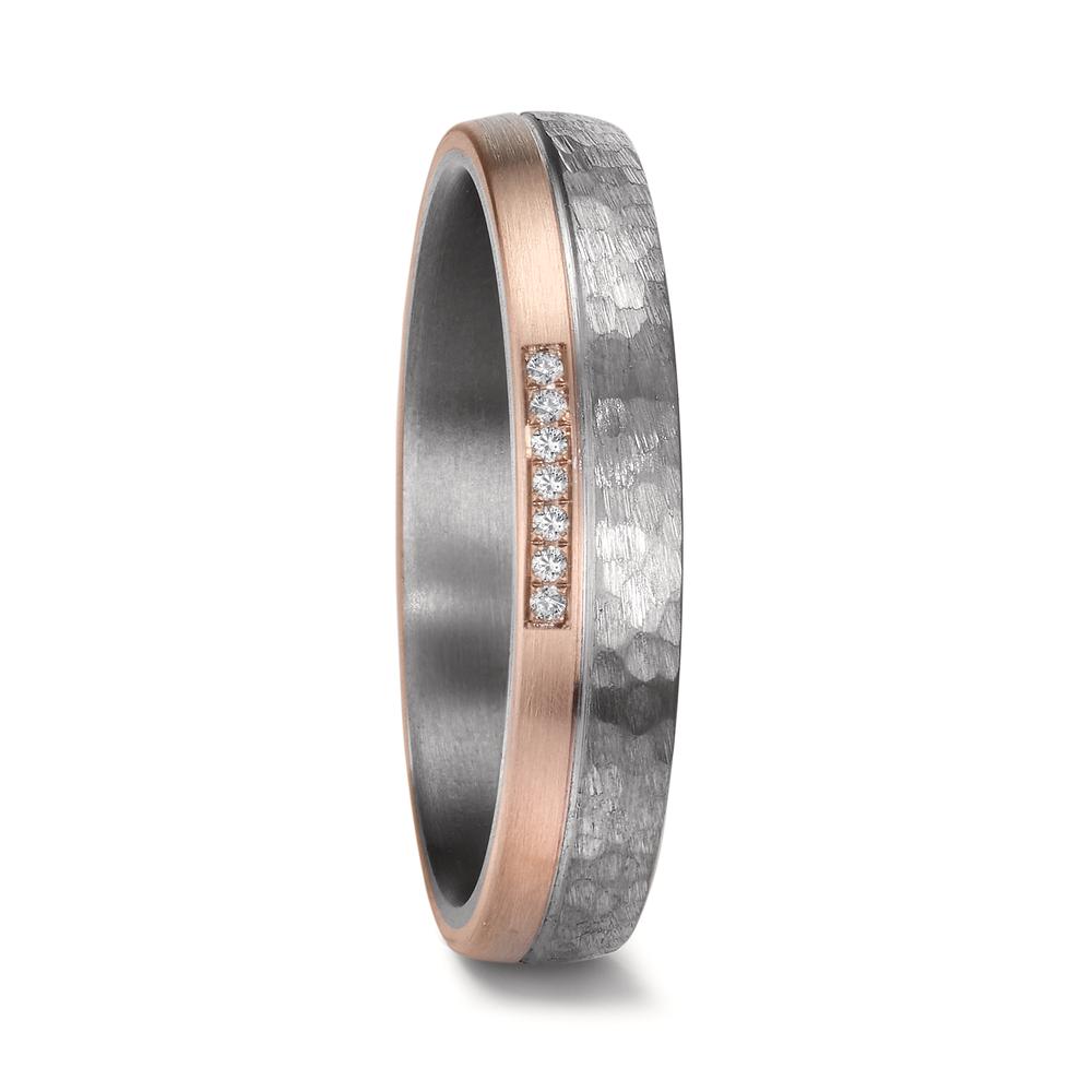 Partnerring 999 Tantaal, 585/14K roségoud Diamant 0.025 ct, 7 Steen, w-si