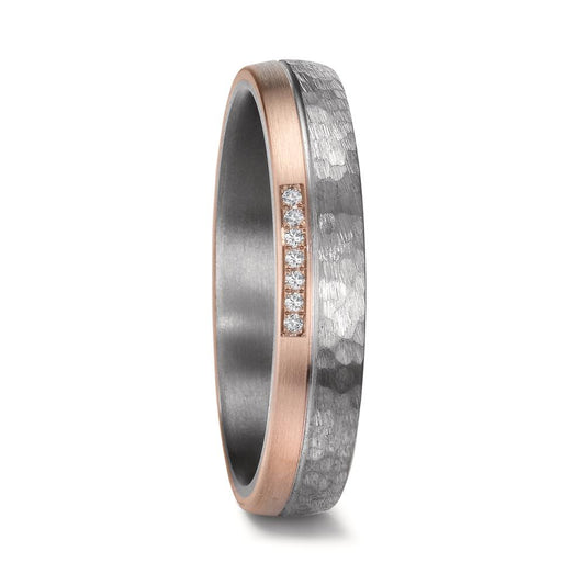 Partnerring 999 Tantaal, 585/14K roségoud Diamant 0.025 ct, 7 Steen, w-si